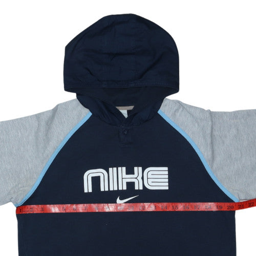 Nike Boys Blue & Grey Pullover Hoodie XL Cotton Logo Sweatshirt