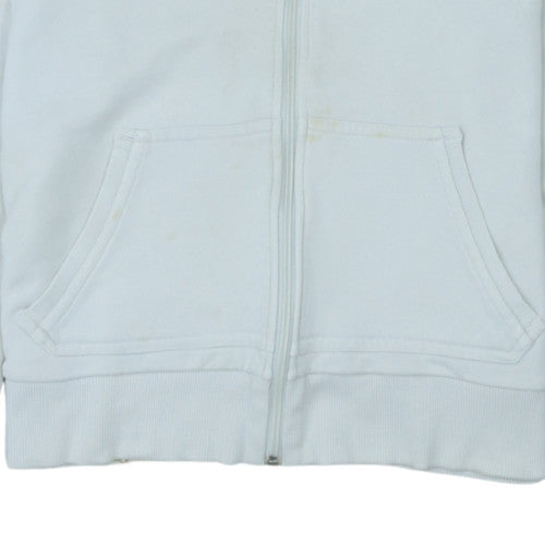 Adidas Women White Full Zip Hoodie L Logo Hooded Sweatshirt