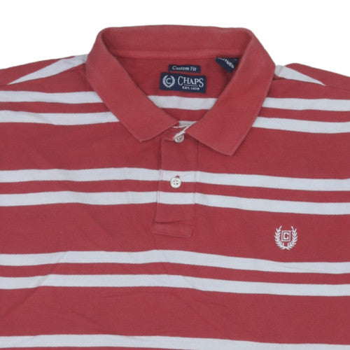 Chaps Men's Red Striped Classic Fit Polo Shirt XL