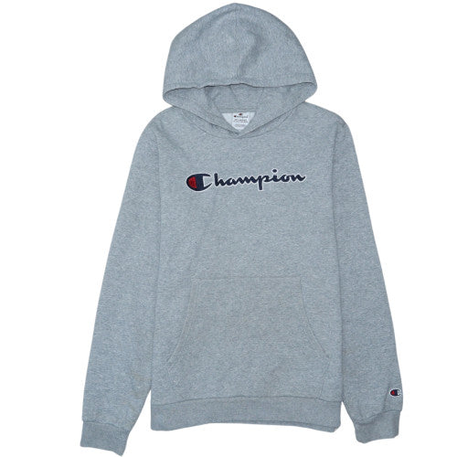 Additional front view of Champion Teens Grey Pullover Hoodie 2XL Logo Embroidered Cotton Blend