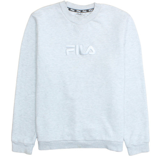 Additional front view of Fila women’s grey crew neck pullover sweatshirt, size UK 18