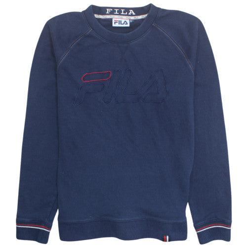 Additional front view of Fila Women's Navy Blue Logo Pullover Sweatshirt M