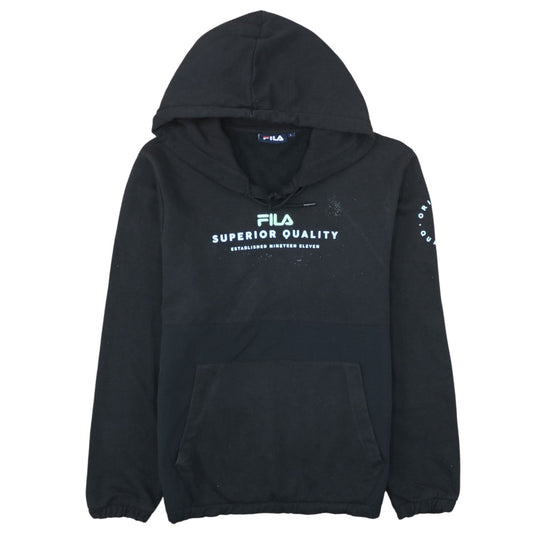 Additional front view of Fila women’s black pullover hoodie l cotton blend sweatshirt