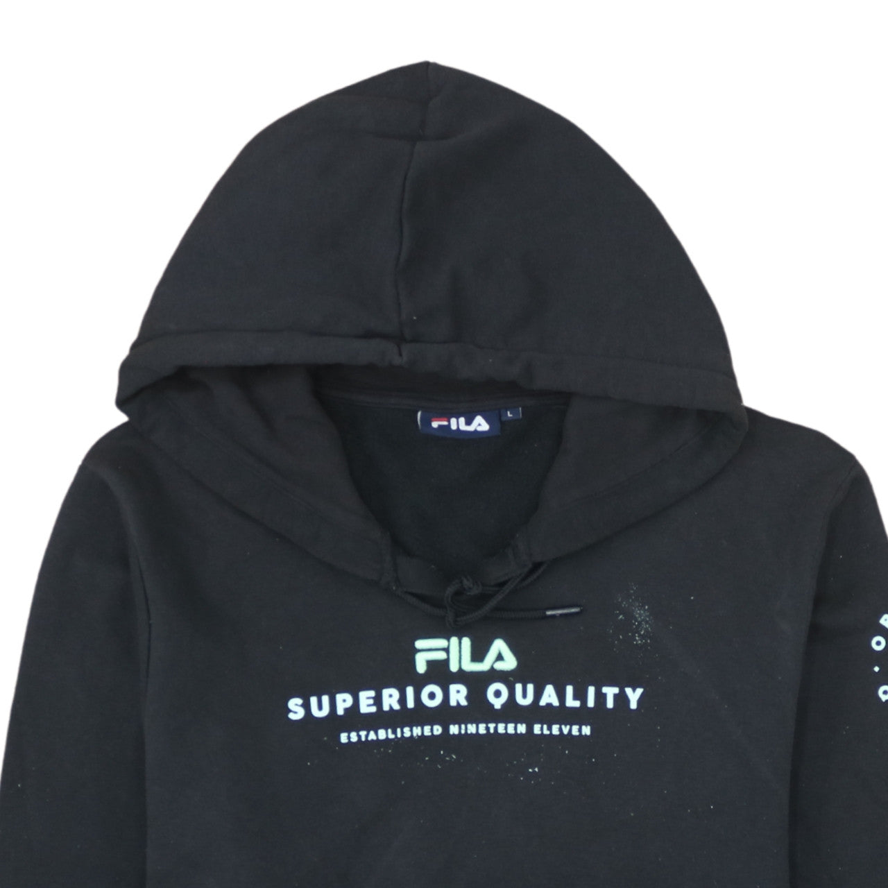 Fila Womens Black Pullover Hoodie L Cotton Blend Sweatshirt