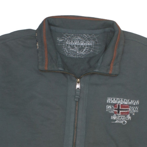 Napapijri Men's Green 3XL Full Zip Embroidered Sweatshirt