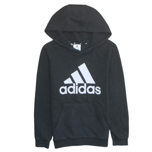 Additional front view of Adidas boys’ black pullover hoodie 9-10 years cotton blend sweatshirt