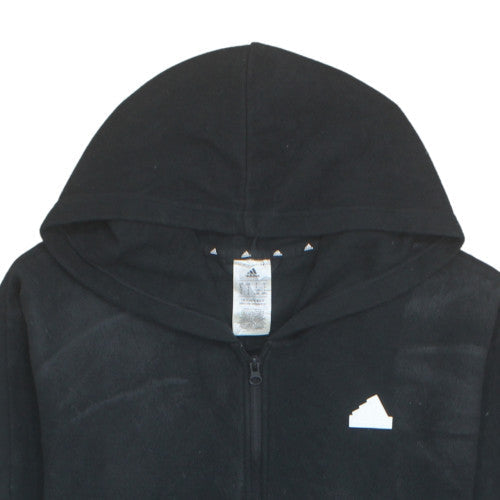 Adidas Mens Black L Fleece Full Zip Hooded Sports Jacket