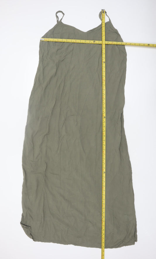 Marks and Spencer Women’s Green Viscose Slip Midi Dress Size 16