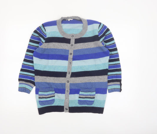 Country Casuals Women’s Multicoloured Striped Wool Angora Cardigan Size L