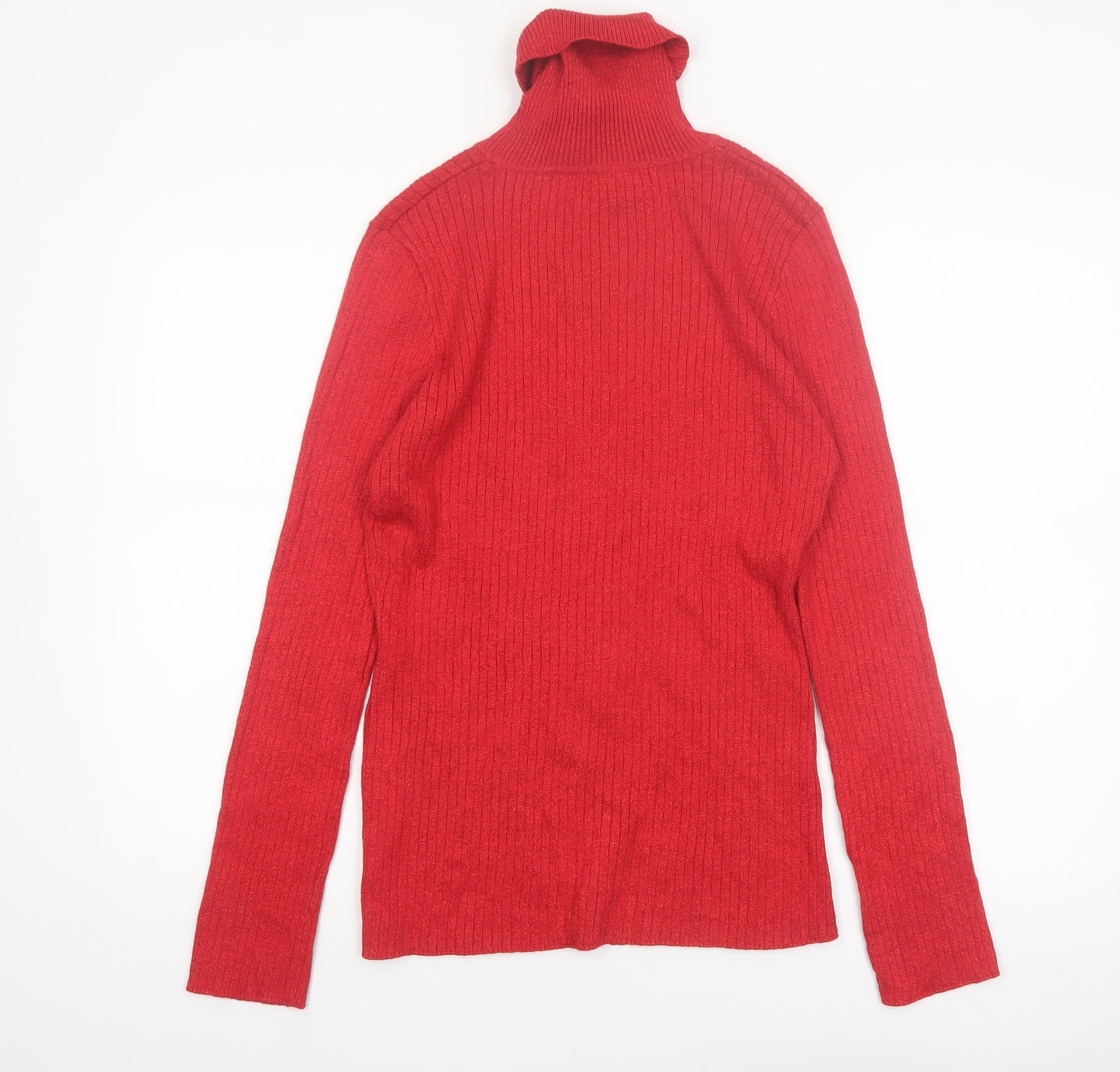 Brand and care label for Fashion Avenue Women Red Roll Neck Slim Fit Knit Jumper M