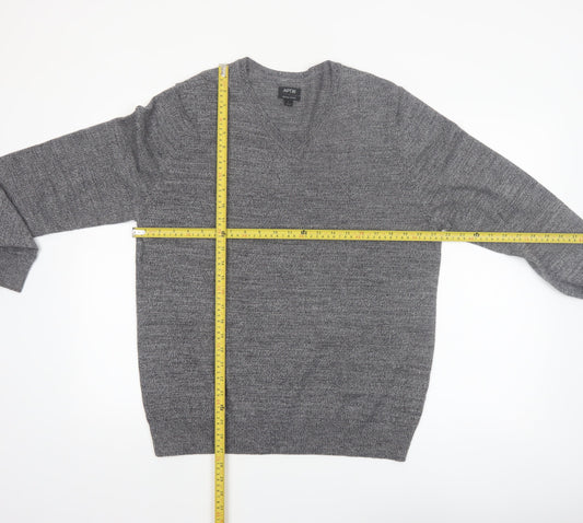 APT.9 Men's Grey Merino Blend V-Neck Pullover Jumper Size L