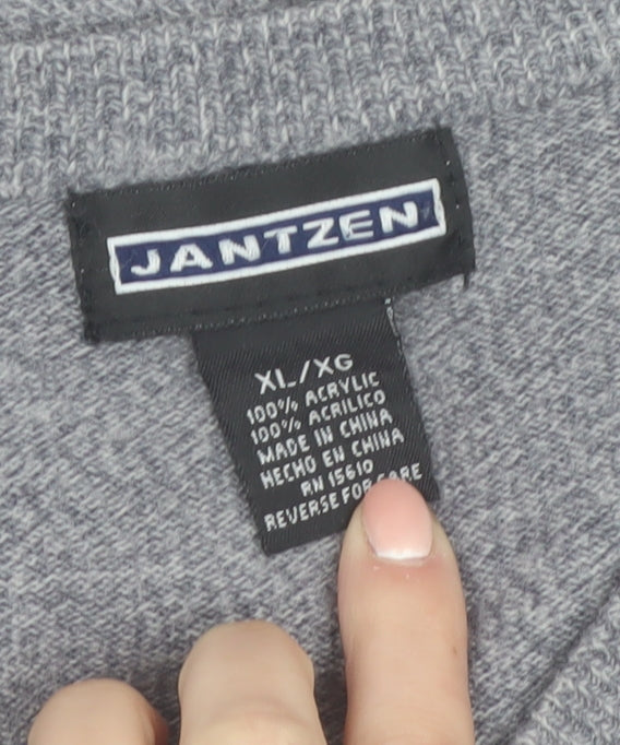 Jantzen Mens Grey Acrylic Knit V-Neck Sleeveless Vest XL
