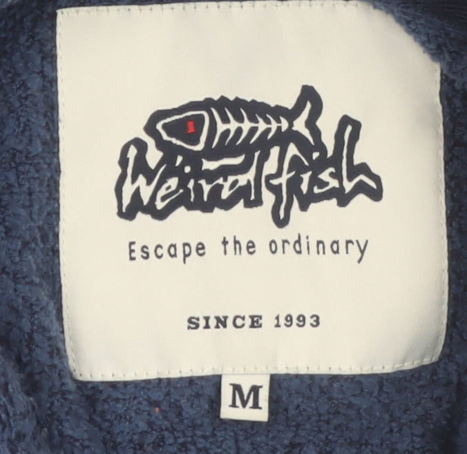 Weird Fish Men's Blue Pullover Fleece Hoodie M Regular Fit