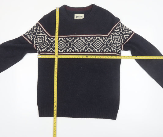 Haggar Men's Blue Fair Isle Knit Pullover Jumper Size M