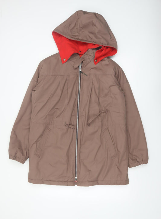 London Fog Women's Brown Hooded Parka Coat Size 8 Lined Water Resistant