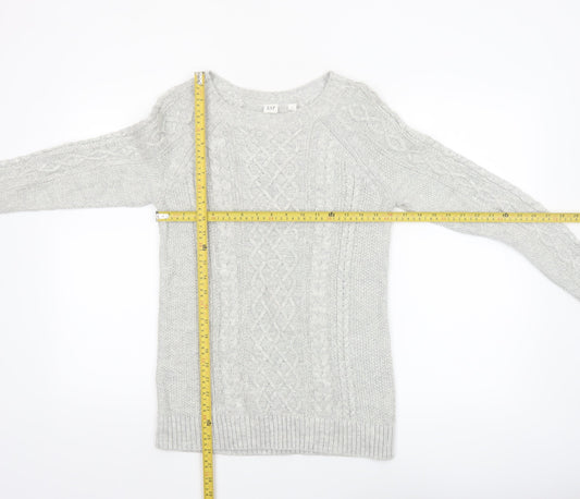GAP Women’s Grey Cable-Knit Cotton Jumper Size S Crew Neck