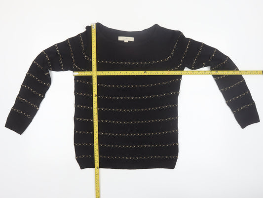 Ann Taylor Loft Women's Black Petite Medium Striped Pullover Jumper