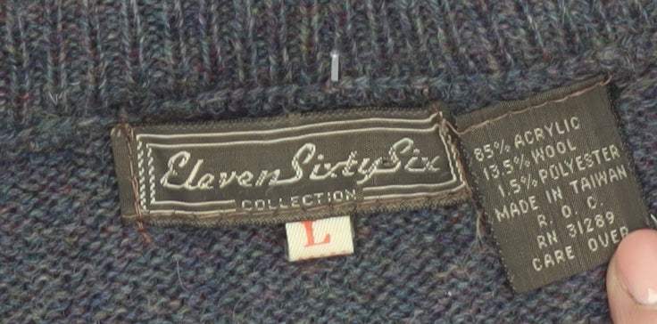 Eleven Sixty Six Men's Grey Argyle Wool Blend Sleeveless Vest L