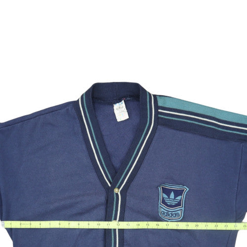 Adidas Men's Blue Vintage 80s Striped Cardigan Size M