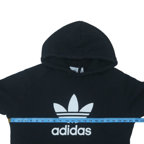 Adidas Mens Black Pullover Hoodie M Logo Fleece Sweatshirt