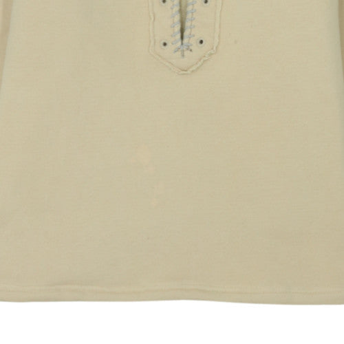 Ralph Lauren Sport Women's Beige Collared Henley Jumper Size L Cotton Blend