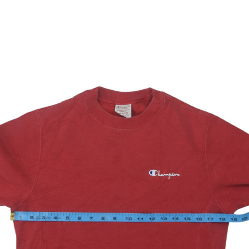 Champion Boys Red Crew Neck Reverse Weave Sweatshirt Medium Fleece Cotton