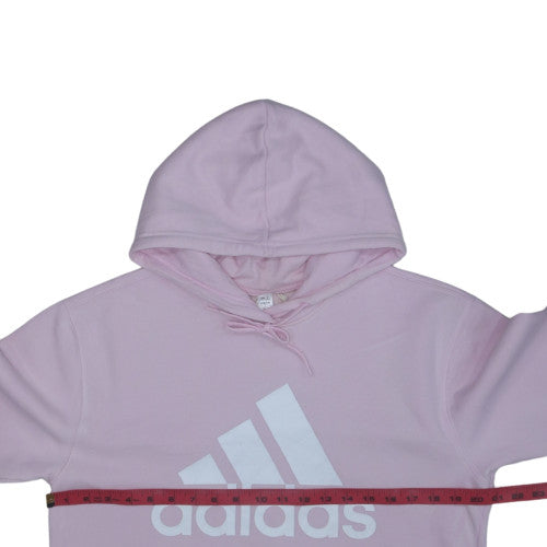 Adidas Womens Pink Pullover Hoodie L Cotton Blend Logo Casual