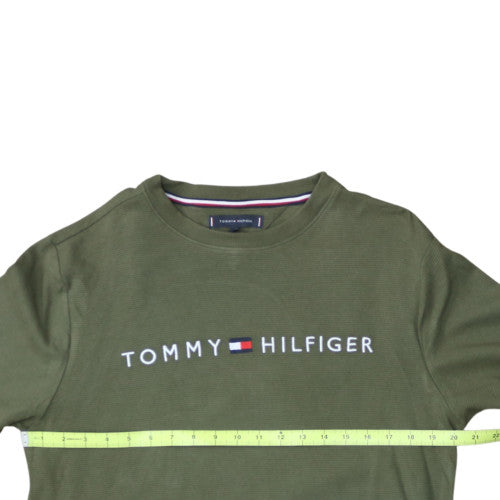 Tommy Hilfiger Men's Green Cotton Crew Neck Sweatshirt M