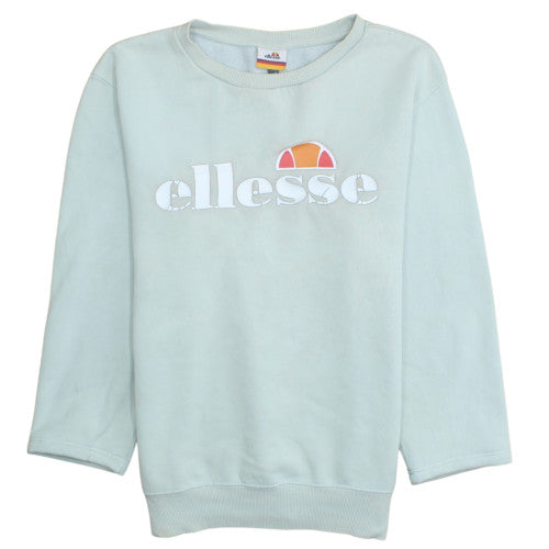Additional front view of Ellesse women’s light blue crew neck pullover sweatshirt, size M