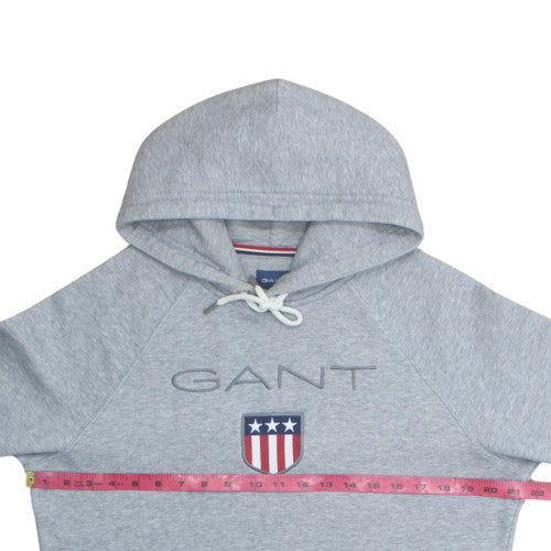 GANT Men's Grey Pullover Hoodie Medium USA Logo Sweatshirt