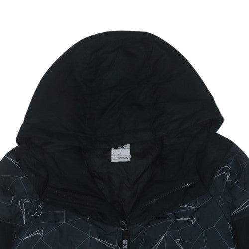 Nike Boys Black Puffer Jacket Hooded Mid-Length M (137-147 cm)