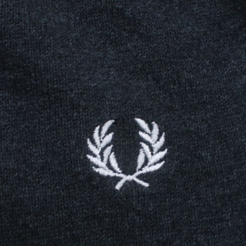 Fred Perry Men's Grey Wool V-Neck Jumper Size S Classic Knit