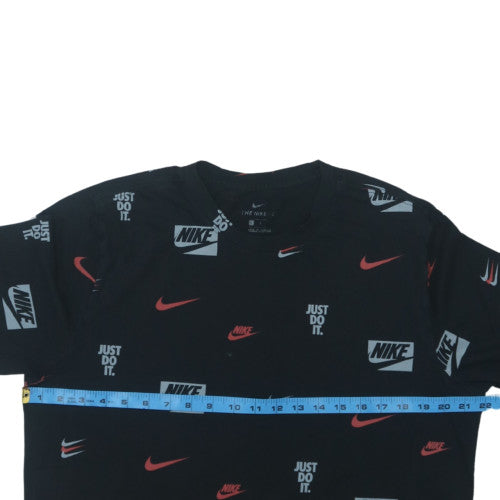 Nike Men's Black Graphic Print Logo Crew Neck T-Shirt Size M