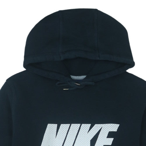 Nike Women Black Pullover Hoodie Medium Logo Front Cotton Blend