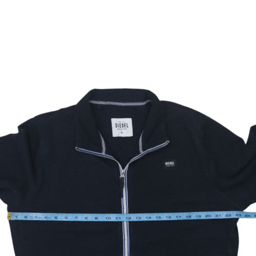 Diesel Men's Black XL Full Zip Track Jacket - Cotton Blend