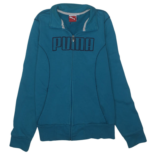 Additional front view of Puma Women Blue Full Zip Track Jacket, size 14, Cotton Blend
