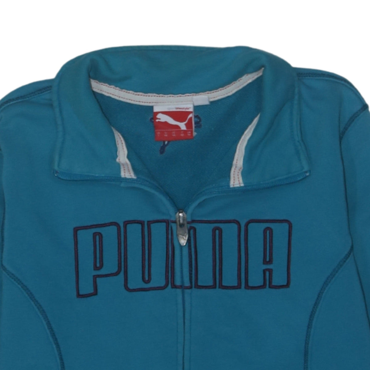 Additional view of Puma Women Blue Full Zip Track Jacket, size 14, Cotton Blend