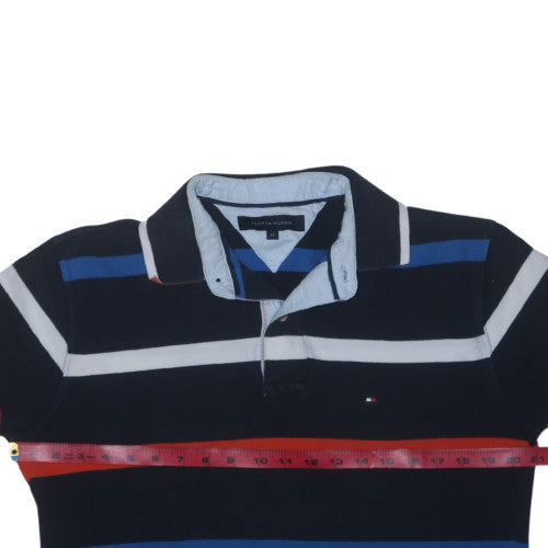 Tommy Hilfiger Men's Navy Striped Cotton Polo Shirt Size M
