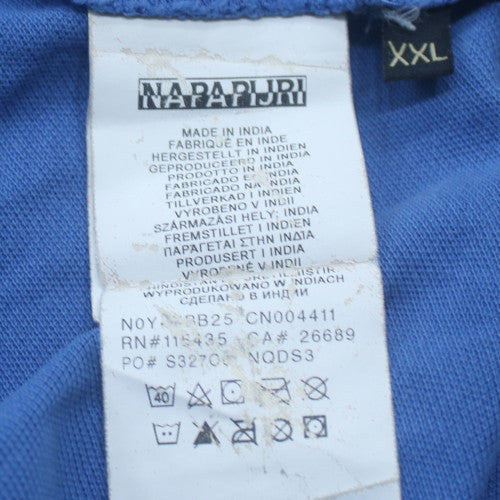 Napapijri Mens Blue Polo Shirt XXL Classic Cotton Short Sleeve