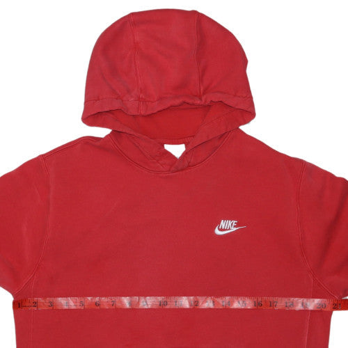 Nike Men's Red Pullover Hoodie Small Logo Fleece Sweatshirt