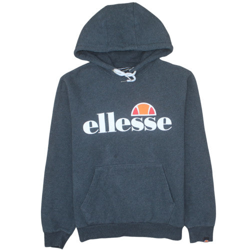 Additional front view of Ellesse Women's Grey Pullover Hoodie UK 10 Cotton Blend Logo Sweatshirt