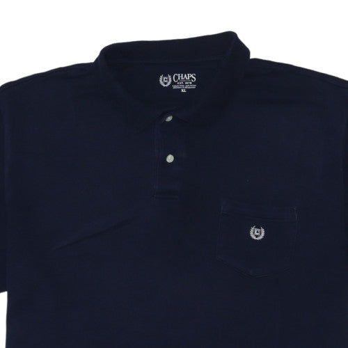 Chaps Men's Blue Cotton Short Sleeve Polo Shirt XL