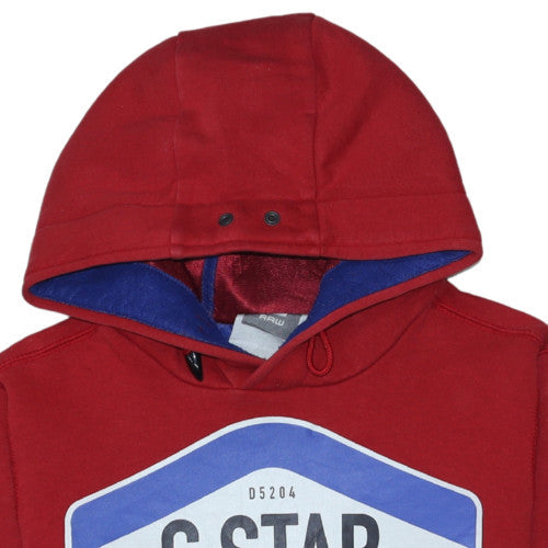 G-Star Raw Men's Red Pullover Hoodie Size L Graphic Print Cotton