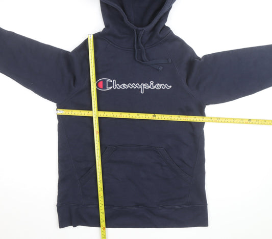 Champion Men's Blue Pullover Hoodie S Embroidered Logo Fleece