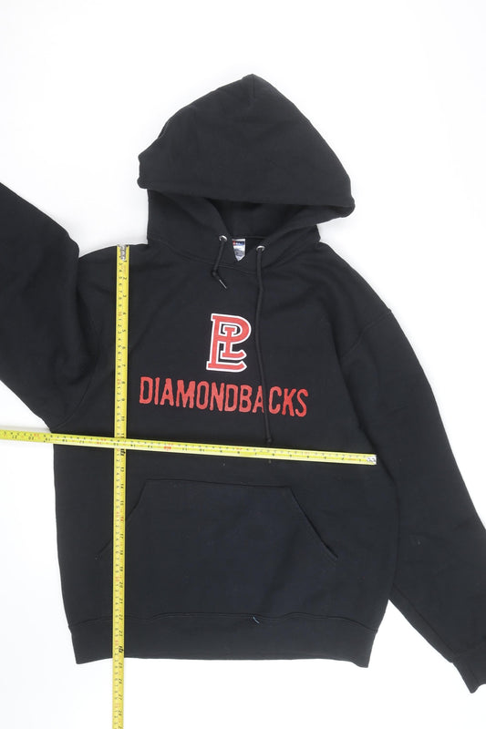 Jerzees Mens Black Pullover Hoodie M College Graphic Fleece