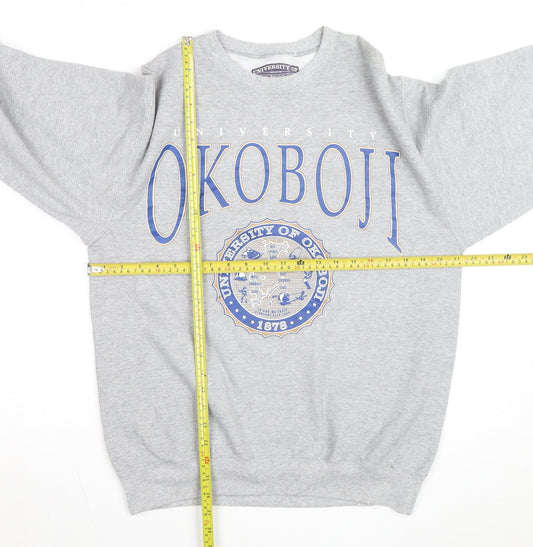 University of Okoboji Men's Grey Pullover Sweatshirt M Crew Neck