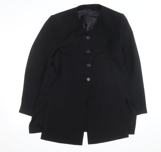 BHS Women’s Black Long Overcoat Size 20 Classic Smart Lined