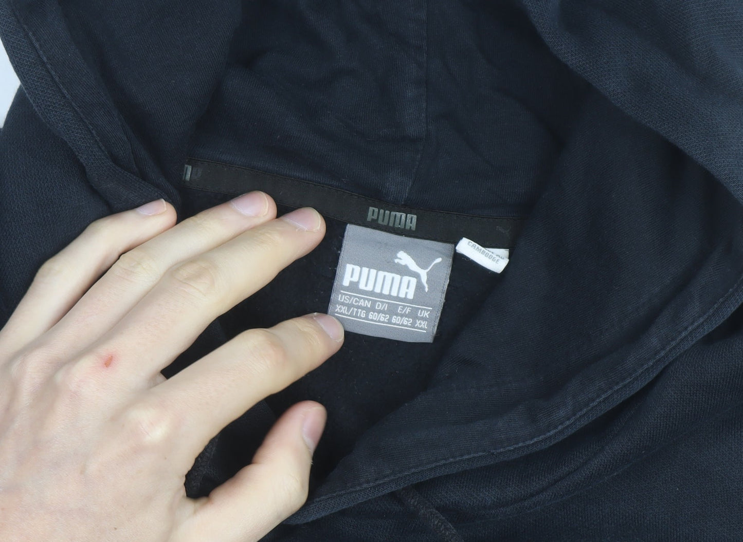 Puma Mens Black 2XL Pullover Hoodie Sweatshirt Logo Fleece