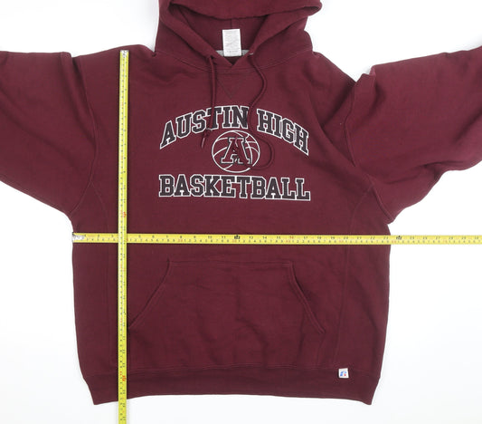 Russell Athletic Men's Red Pullover Hoodie L Basketball Graphic