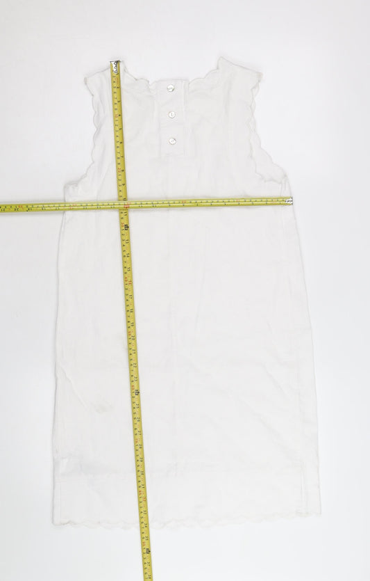 Marks and Spencer Women's White Linen Shift Dress Size 6